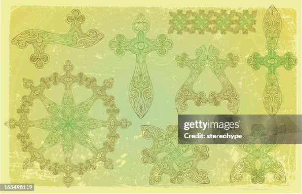 ilustraciones, imágenes clip art, dibujos animados e iconos de stock de celta elementos - letra a con flores vector a