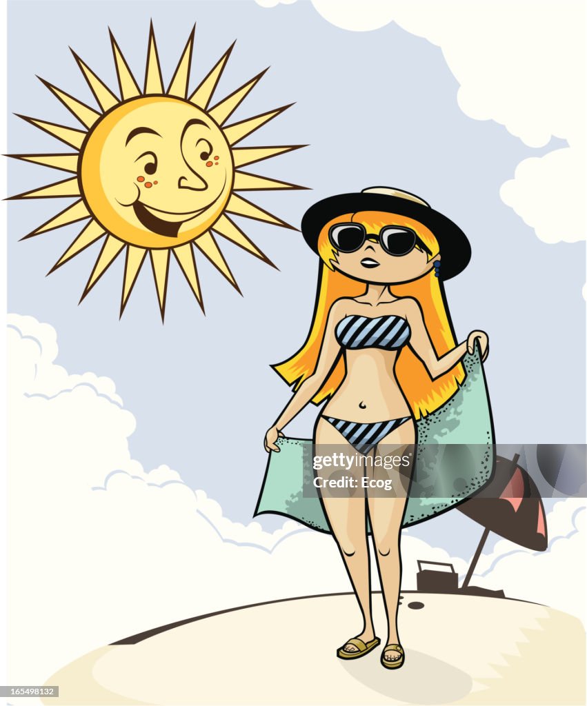 Sunbather on the Beach