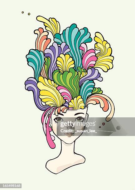 illustrations, cliparts, dessins animés et icônes de créativité esprit - colorant capillaire