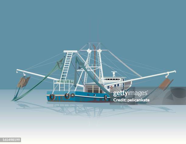 stockillustraties, clipart, cartoons en iconen met shrimp boat - shrimp boat