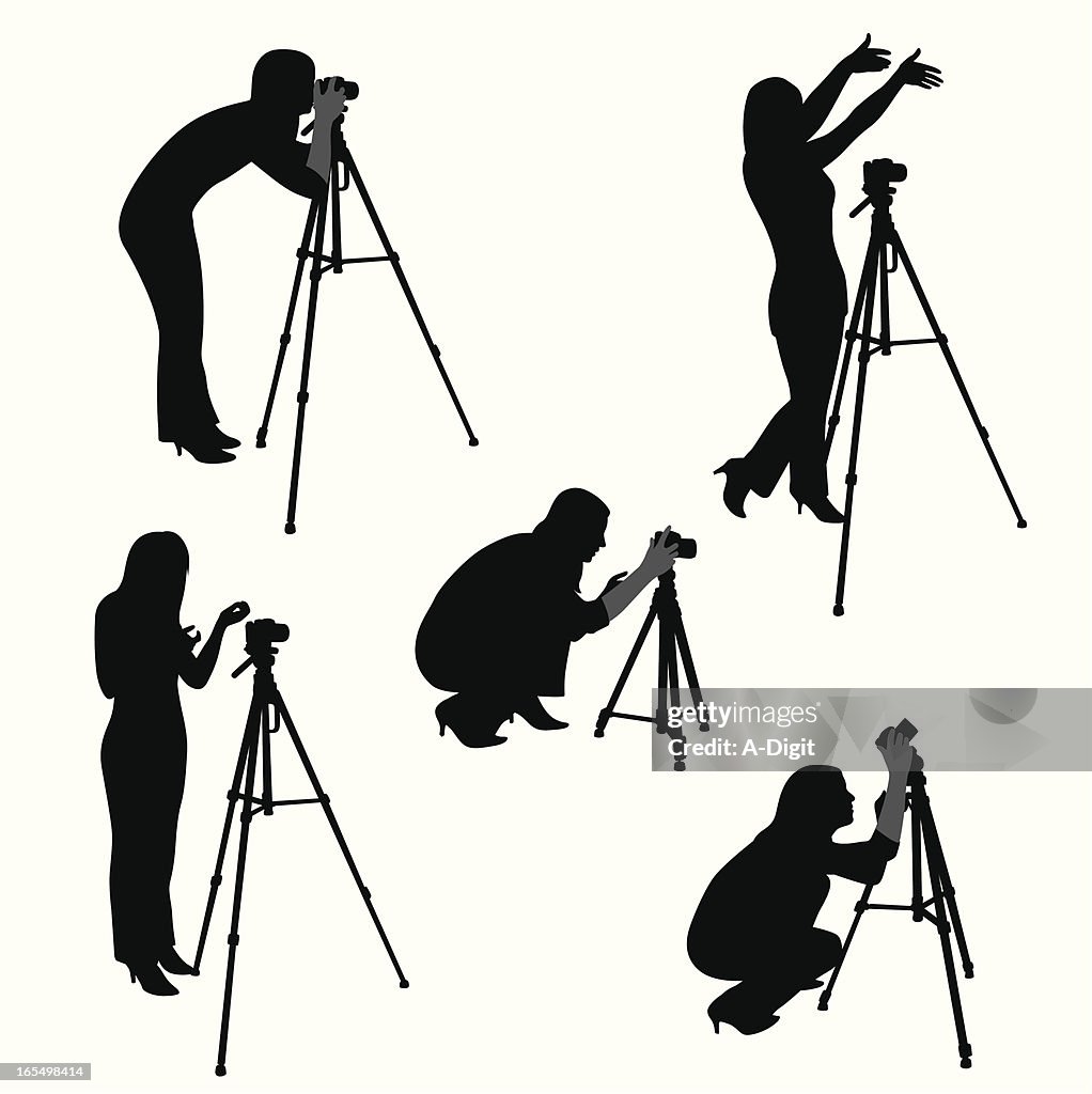 Woman Photographer Vector Silhouette