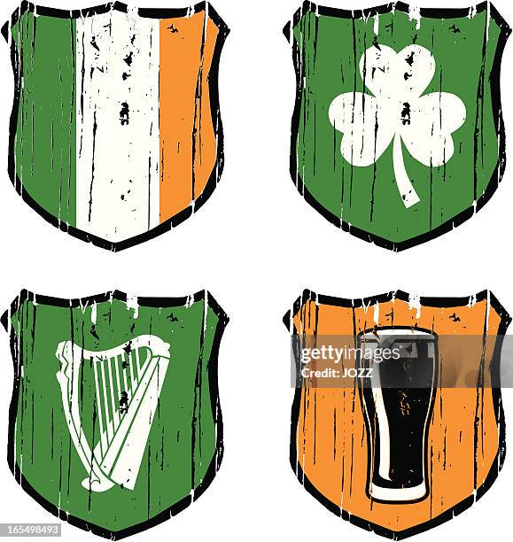 irish heraldic - harp crest stock illustrations