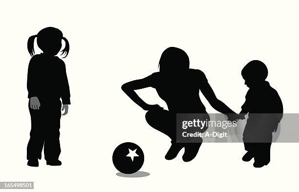 shy vector silhouette - son playing stock illustrations