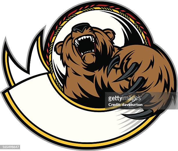 stockillustraties, clipart, cartoons en iconen met bear claw &amp; growl - bear attacking