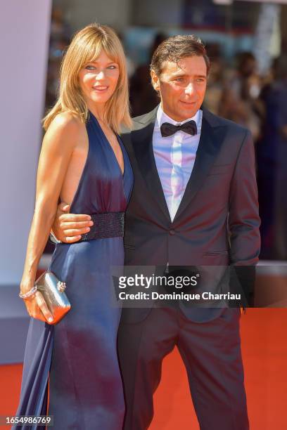 Gaïa Trussardi And Adriano Giannini attends a red carpet for the movie "Adagio" at the 80th Venice International Film Festival on September 02, 2023...