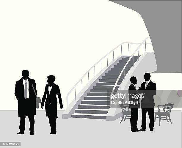 stockillustraties, clipart, cartoons en iconen met business center vector silhouette - veiligheidshek