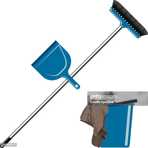 stockillustraties, clipart, cartoons en iconen met cleaning tools - dustpan and brush