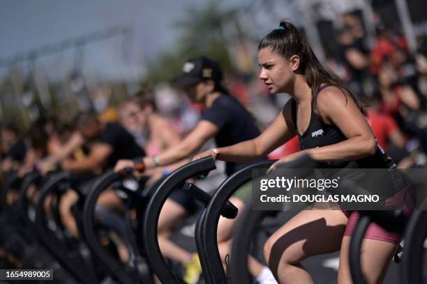 Athletes participate in a crossfit competition during the 6th edition of the Bop Games, at the Mineirao stadium in Belo Horizonte, state of Minas...