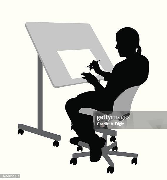 drafting vector silhouette - drafter stock illustrations