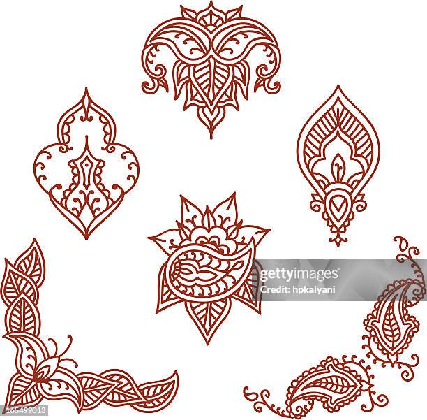 mehndi designs (vector) - indian paisley stock illustrations