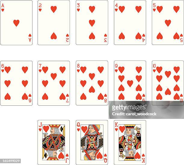 heart suit two playing cards - playing card stock illustrations