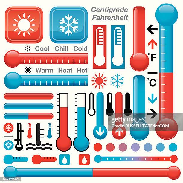 red &amp; blue = hot and cold - fever stock illustrations