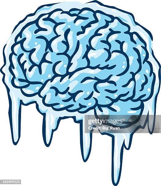 illustration of a frozen brain - frozen stock illustrations