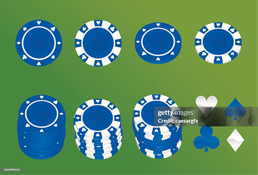 Blue poker chips