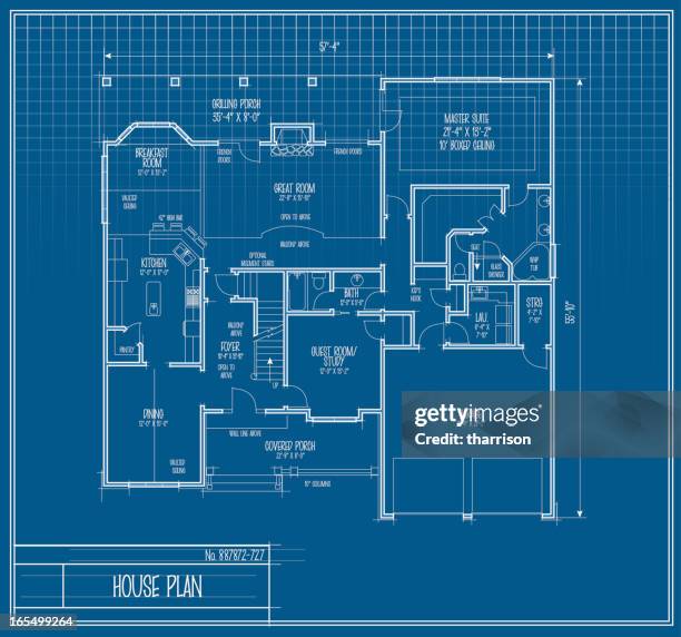 Blueprint Images Vector House Floorplan Blueprint High-Res Vector Graphic - Getty Images