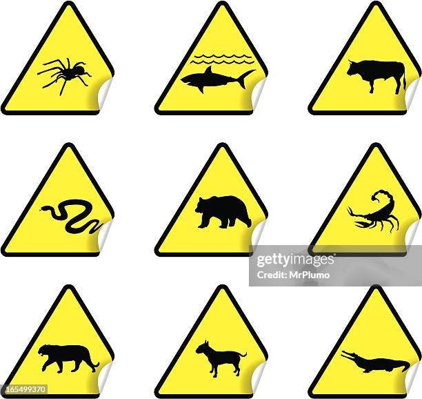 safety warning sticker set 4 - scorpions stock illustrations