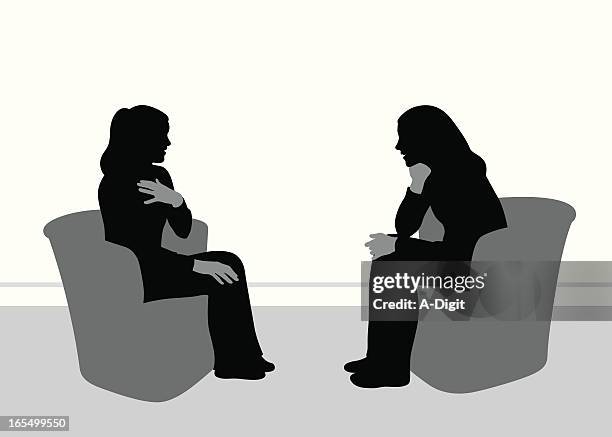 friendly talk vector silhouette - two chairs stock illustrations