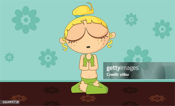 Girl Meditating Or Doing Yoga High-Res Vector Graphic
