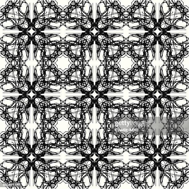 seamless black ink scribble pattern - black lace background stock illustrations