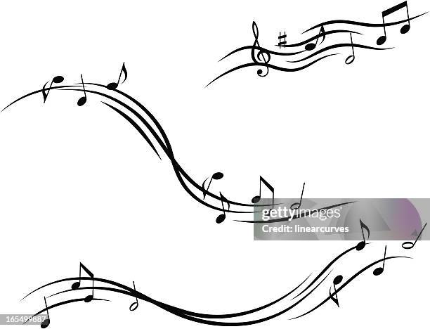 ilustraciones, imágenes clip art, dibujos animados e iconos de stock de elementos de diseño musical - notas musicales