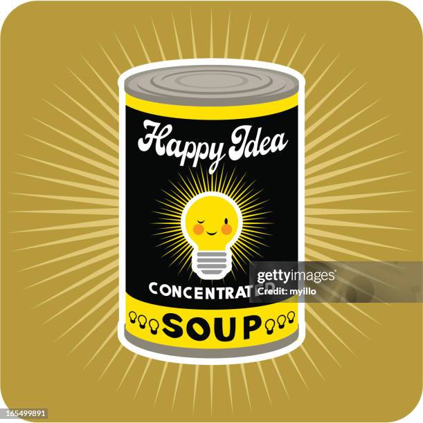 happy idea soup - happy thoughts stock illustrations