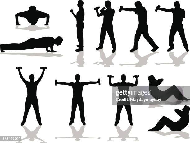 fitness-silhouetten - rumpfbeuge stock-grafiken, -clipart, -cartoons und -symbole
