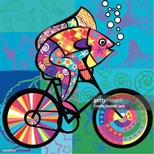 fish on a bike - eccentric stock illustrations