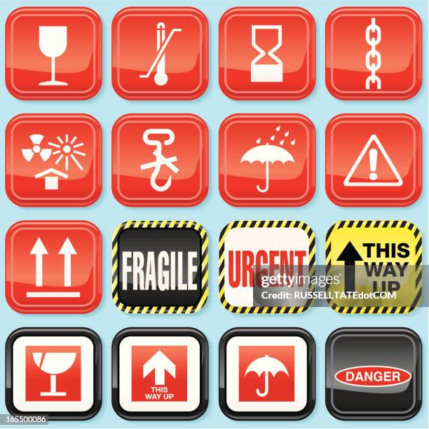 plastic warning icons - cold chain stock illustrations