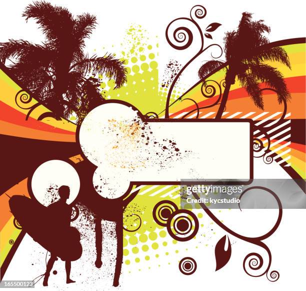 it's surf time - man scratching stock illustrations