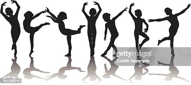 child ballerina silhouettes - ballet stock illustrations