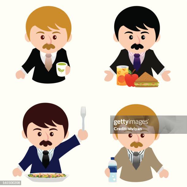 business man with healthy food - fruit juice bottle stock illustrations