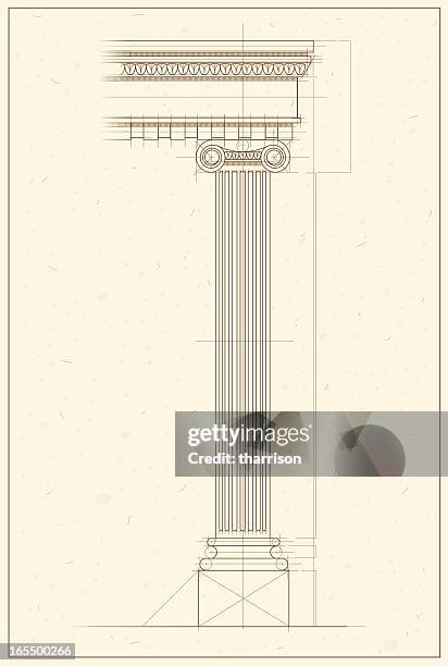 bildbanksillustrationer, clip art samt tecknat material och ikoner med vetor greek column blueprint - arkitektonisk kolonn