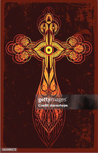 mystical crucifix - celtic cross stock illustrations