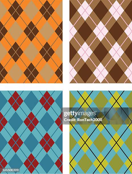 argyle seamless patterns - green argyle background stock illustrations