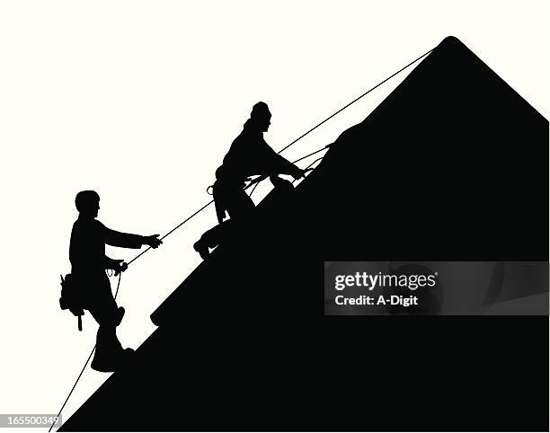 stockillustraties, clipart, cartoons en iconen met roofers vector silhouette - dakdekker