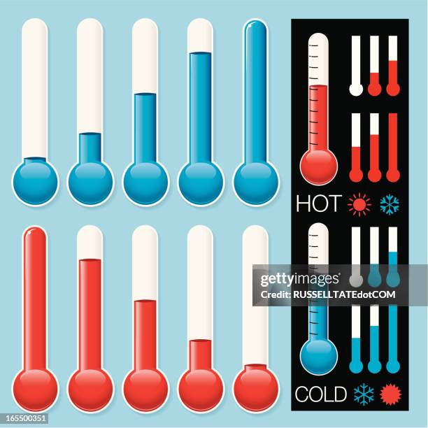 warmen und kalten temperatur anzeigen - thermal image stock-grafiken, -clipart, -cartoons und -symbole