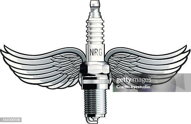 winged spark plug - spark plug stock illustrations