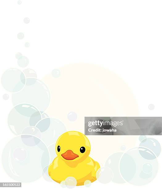 rubber duck and bathtime bubbles - newborn animal stock illustrations