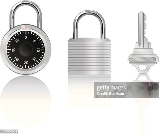 vector pad locks - combination lock stock illustrations