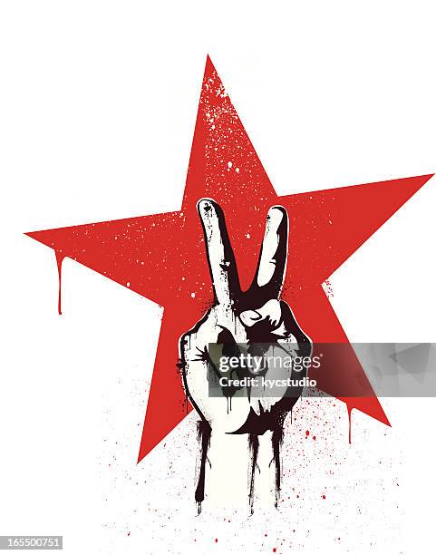 ilustraciones, imágenes clip art, dibujos animados e iconos de stock de revolución de la victoria - peace sign