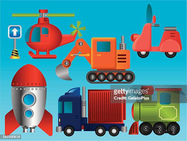 transportation collection - toy truck stock illustrations