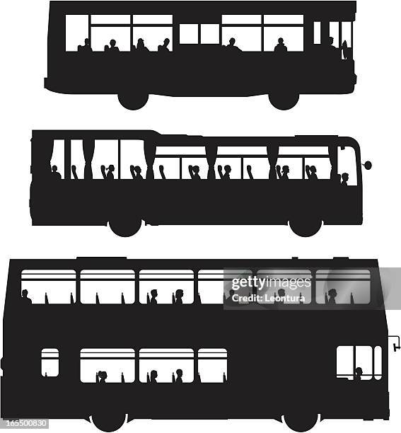 two buses and a coach - double decker bus stock illustrations