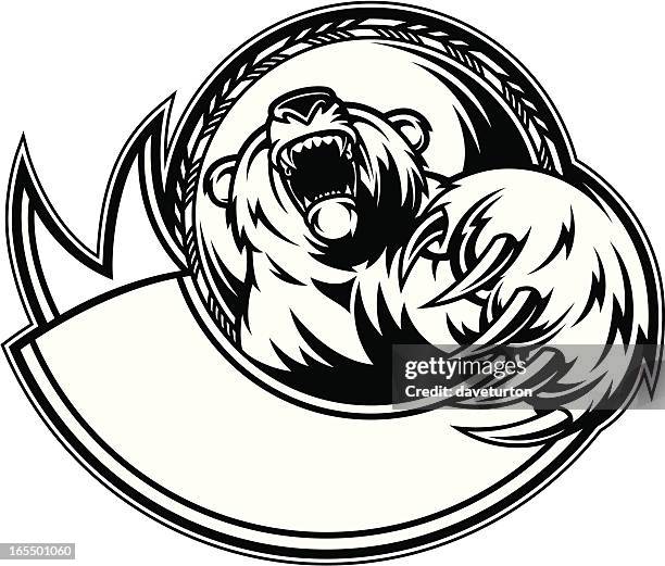 bear claw growl b&w - bear paw stock illustrations