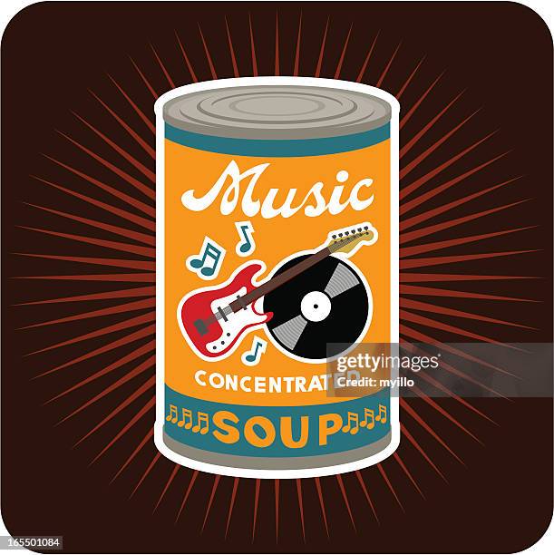music concentrated - soup can stock illustrations