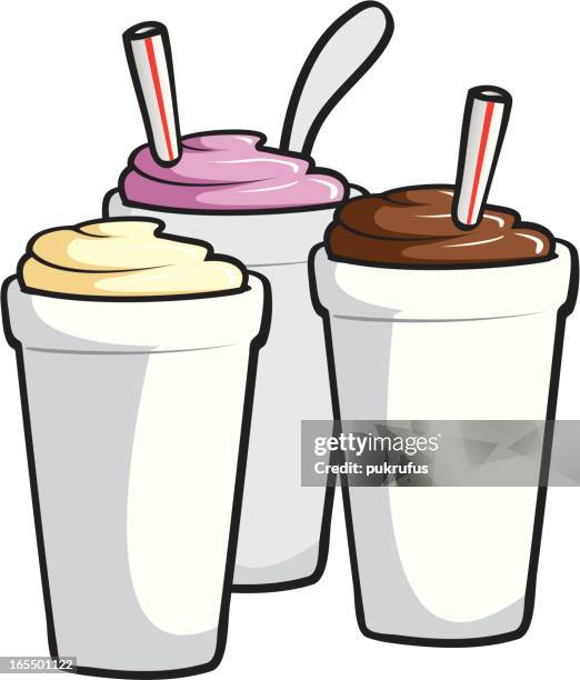three milkshakes - vanilla milkshake stock illustrations