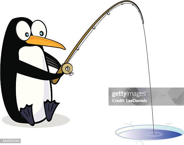 penguin-angeln - rod stock-grafiken, -clipart, -cartoons und -symbole