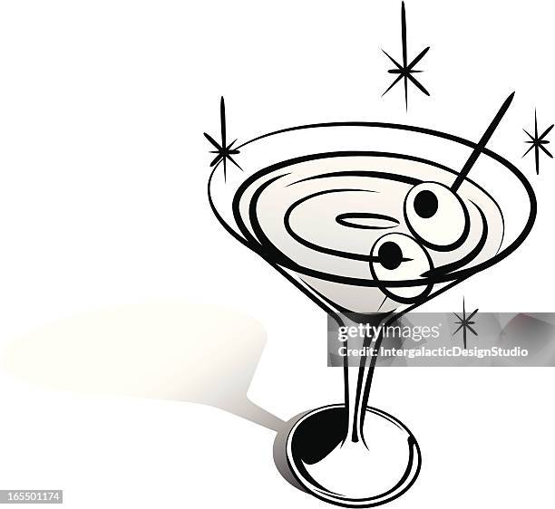 retro clip art martini - martini stock illustrations