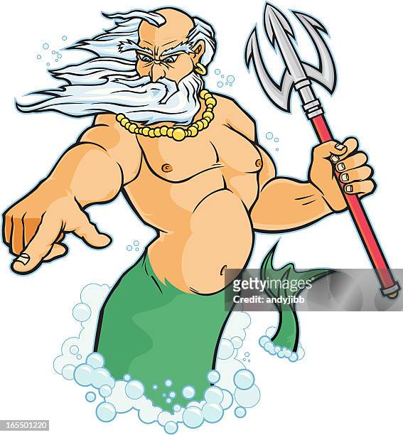 poseidon (neptune) - god of the sea - neptune deity stock illustrations