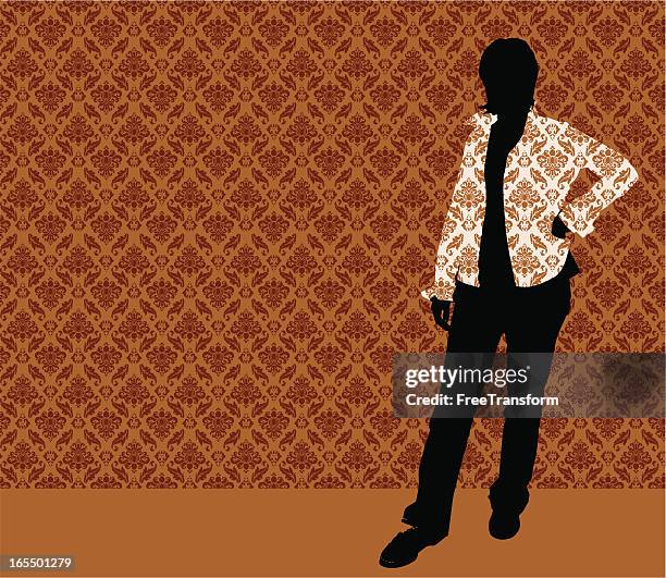 wallpaper silhouette - bad posture stock illustrations