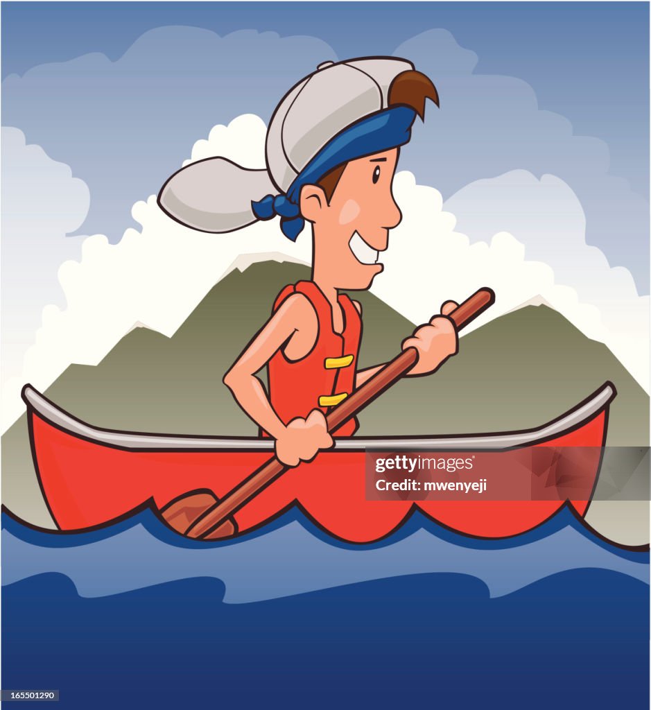 Boy Canoeing on a lake